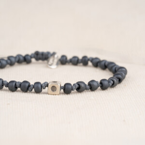 Füme Miyuki Boncuklu - 925 Gümüş Bileklik - Düğüm