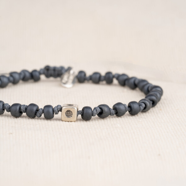 Füme Miyuki Boncuklu - 925 Gümüş Bileklik - Düğüm