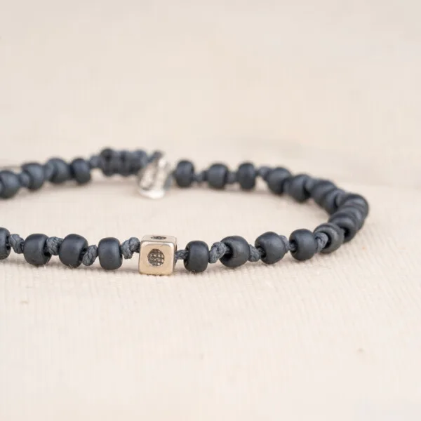 Füme Miyuki Boncuklu - 925 Gümüş Bileklik - Düğüm