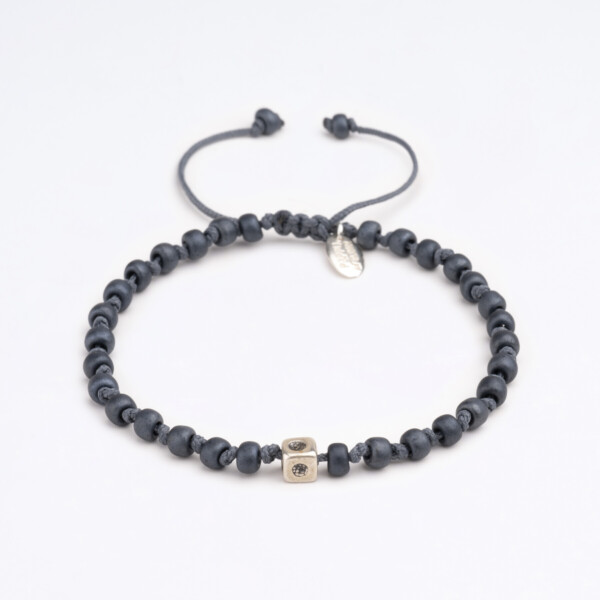 Füme Miyuki Boncuklu - 925 Gümüş Bileklik - Düğüm