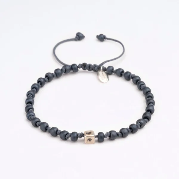 Füme Miyuki Boncuklu - 925 Gümüş Bileklik - Düğüm