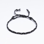 Gri - Siyah Saç Örgü Bileklik - Sharadamba