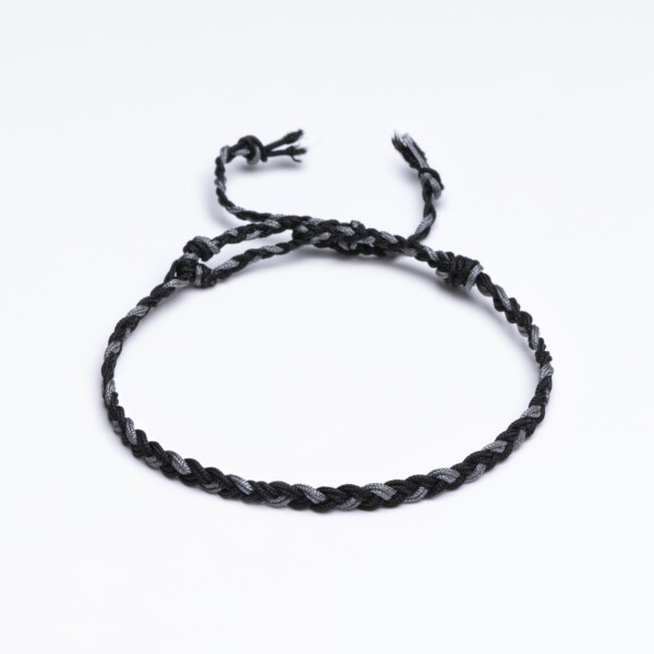 Gri - Siyah Saç Örgü Bileklik - Sharadamba