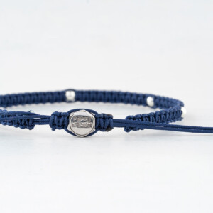 Gümüş + Paraşüt İpli İndigo Mavi Makrome Örgü Bileklik