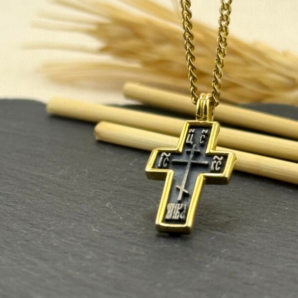 Haç Kolye 14k Altın Kaplama ve 925 Okside Gümüş PB16153