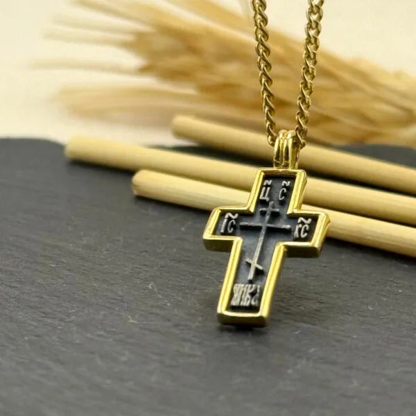 Haç Kolye 14k Altın Kaplama ve 925 Okside Gümüş PB16153