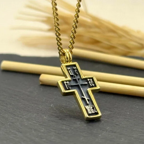 Haç Kolye 14k Altın Kaplama ve 925 Okside Gümüş PB16153