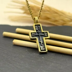 Haç Kolye 14k Altın Kaplama ve 925 Okside Gümüş PB16153