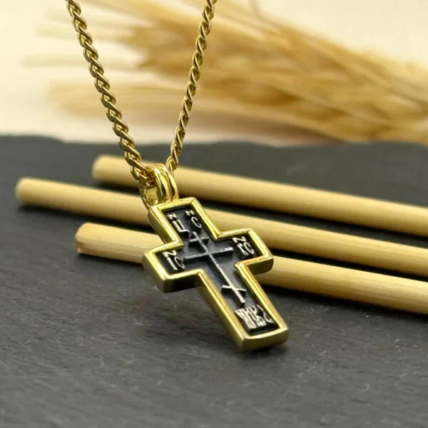 Haç Kolye 14k Altın Kaplama ve 925 Okside Gümüş PB16153