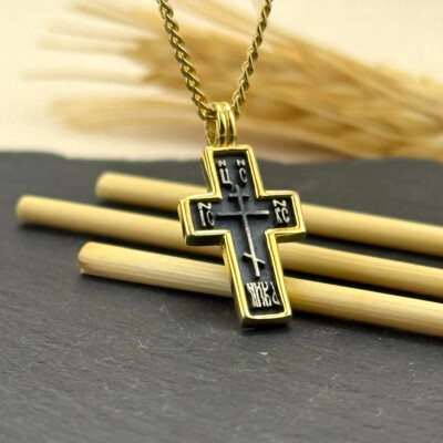 Haç Kolye 14k Altın Kaplama ve 925 Okside Gümüş PB16153