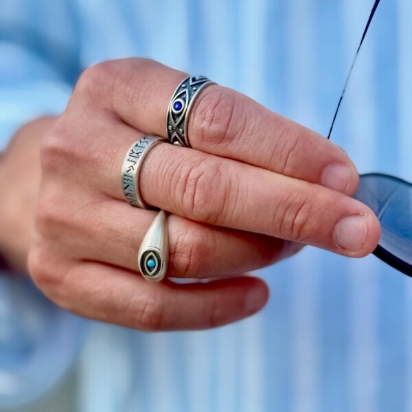 925 Gümüş ve Turkuaz Taşlı Göz Yüzük 925 Gümüş ve Turkuaz Taşlı Göz Yüzük