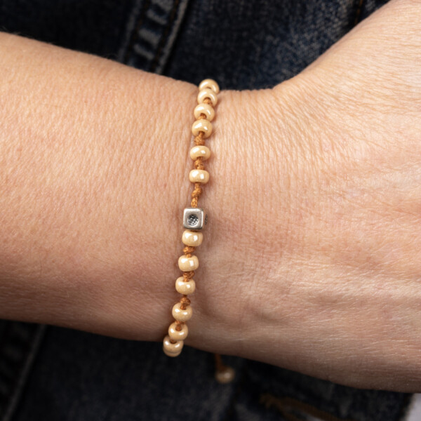 İnci Miyuki Boncuklu - 925 Gümüş Bileklik - Düğüm