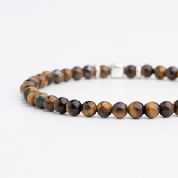 Kaplan Gözü Taşı - 925 Ayar Gümüş Bileklik - Yıldız