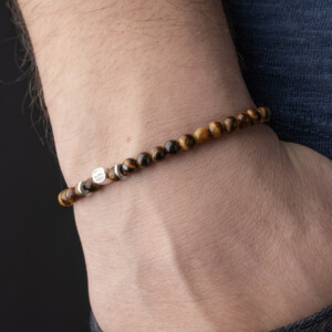 Kaplan Gözü Taşı - 925 Ayar Gümüş Bileklik - Yıldız