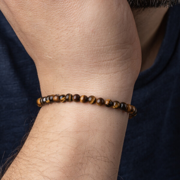 Kaplan Gözü Taşı - 925 Ayar Gümüş Bileklik - Yıldız