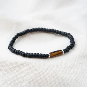 Kaplan Gözü Taşı - Miyuki Boncuklu Tamtur Bileklik - Gece