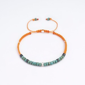 Kırçıllı Turkuaz Miyuki-Hematit Taşı-Gümüş Bileklik