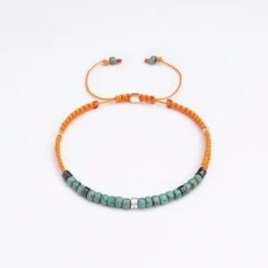 Kırçıllı Turkuaz Miyuki-Hematit Taşı-Gümüş Bileklik