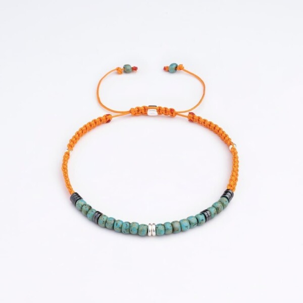 Kırçıllı Turkuaz Miyuki-Hematit Taşı-Gümüş Bileklik