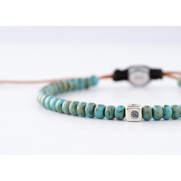 925 Gümüş Detaylı - Kırçıllı Turkuaz Miyuki Boncuklu Bileklik