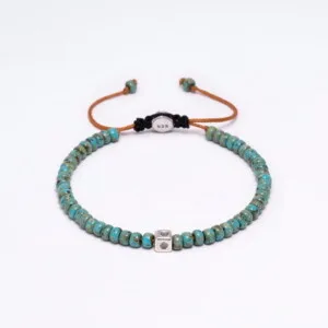 925 Gümüş Detaylı - Kırçıllı Turkuaz Miyuki Boncuklu Bileklik