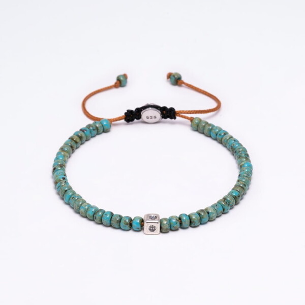 925 Gümüş Detaylı - Kırçıllı Turkuaz Miyuki Boncuklu Bileklik