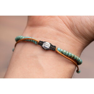 925 Gümüş Detaylı - Kırçıllı Turkuaz Miyuki Boncuklu Bileklik