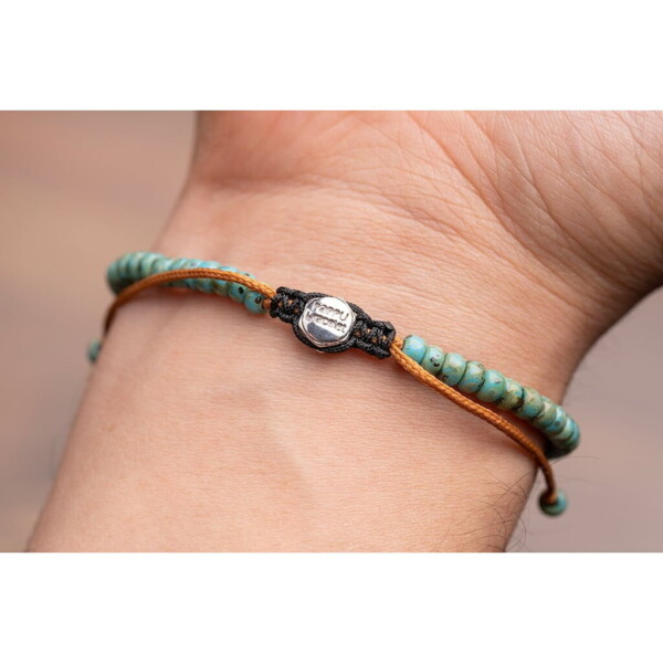 925 Gümüş Detaylı - Kırçıllı Turkuaz Miyuki Boncuklu Bileklik