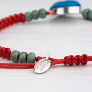 Kırmızı Makrome Örgülü - Süryani Nazarlığı Bileklik - Gelincik