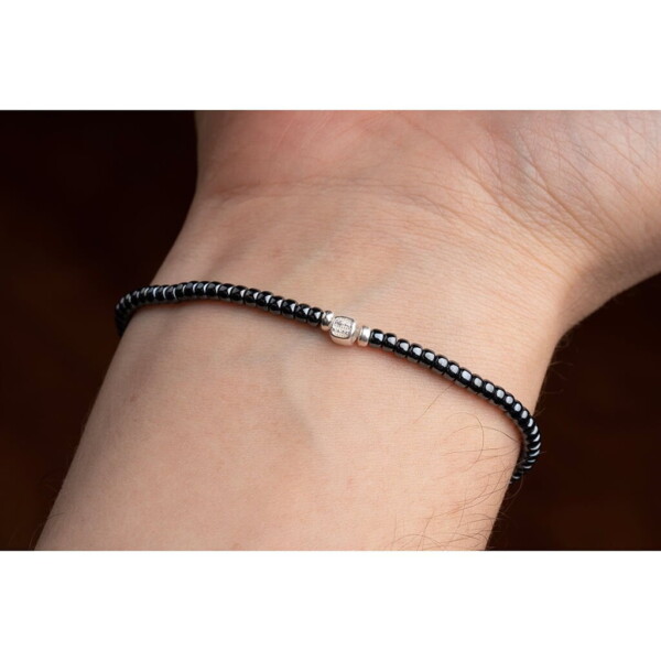 Labradorit Taşı-Antrasit Renk Miyuki-Gümüş Bileklik