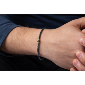 Labradorit Taşı-Antrasit Renk Miyuki-Gümüş Bileklik