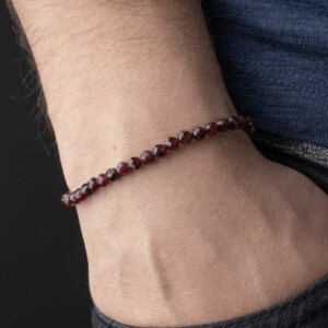 Lal Taşı - 925 Ayar Gümüş Tamtur Bileklik - Garnet