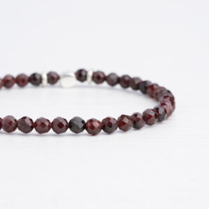 Lal Taşı - 925 Ayar Gümüş Tamtur Bileklik - Garnet