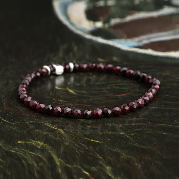 Lal Taşı - 925 Ayar Gümüş Tamtur Bileklik - Garnet