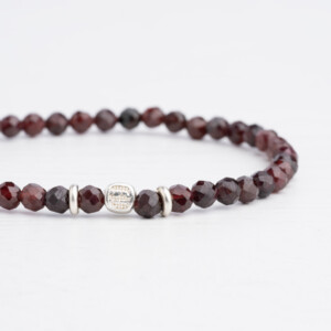 Lal Taşı - 925 Ayar Gümüş Tamtur Bileklik - Garnet