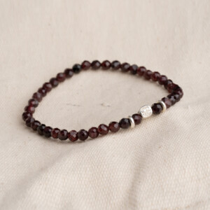 Lal Taşı - 925 Ayar Gümüş Tamtur Bileklik - Garnet