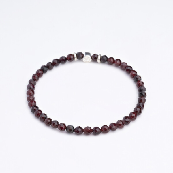 Lal Taşı - 925 Ayar Gümüş Tamtur Bileklik - Garnet