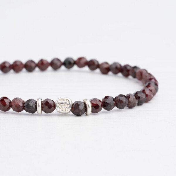 Lal Taşı - 925 Ayar Gümüş Tamtur Bileklik - Garnet