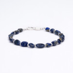 Lapis Taşı - 925 Ayar Gümüş Boncuklu Bileklik - Asimetrik