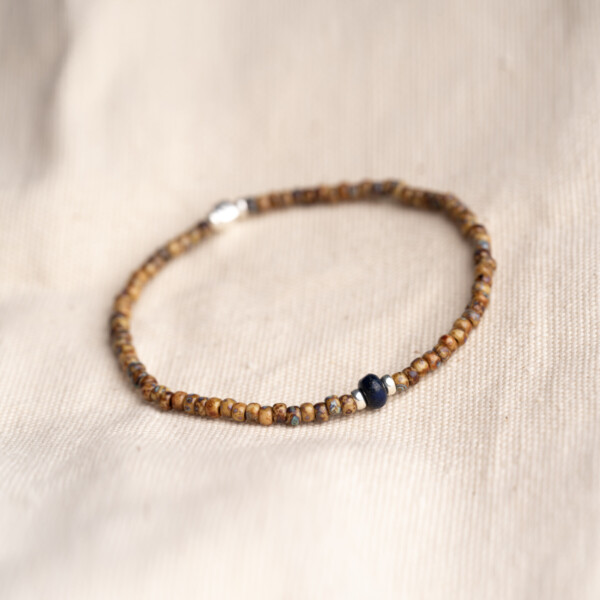 Lapis Taşı - Kehribar Sarı Miyuki Boncuklu Bileklik - Güneş