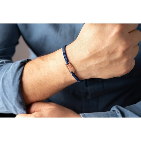 Makrome-Tibet Örgü 925 Gümüş Lacivert Renk Bileklik PB23740