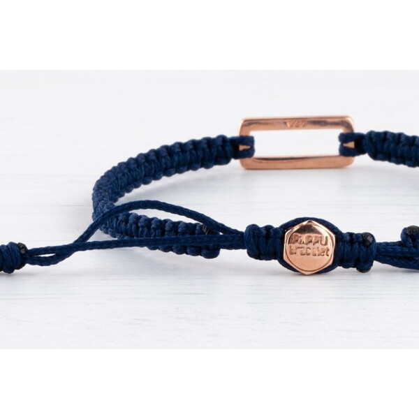 Makrome-Tibet Örgü 925 Gümüş Lacivert Renk Bileklik PB23740