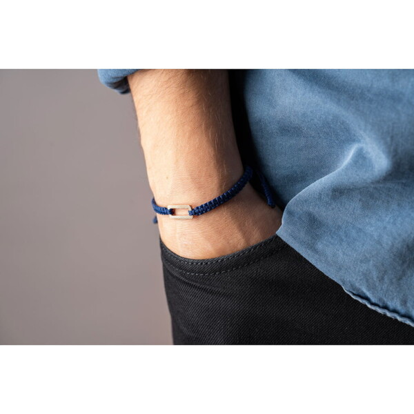 Makrome-Tibet Örgü 925 Gümüş Lacivert Renk Bileklik