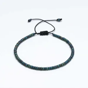 Yuvarlak Miyuki Boncuklu Bileklik - Petrol Yeşil