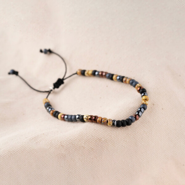 Miyuki Boncuklu Asansörlü Bileklik, Bronz ve Renkli Detaylar