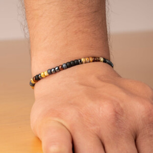 Miyuki Boncuklu Asansörlü Bileklik, Bronz ve Renkli Detaylar