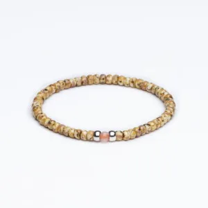 Miyuki + Doğal Taş + Gümüş Açık Sarı Unisex Bileklik