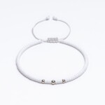 Miyuki + Gümüş Beyaz Paraşüt İpli Unisex Bileklik