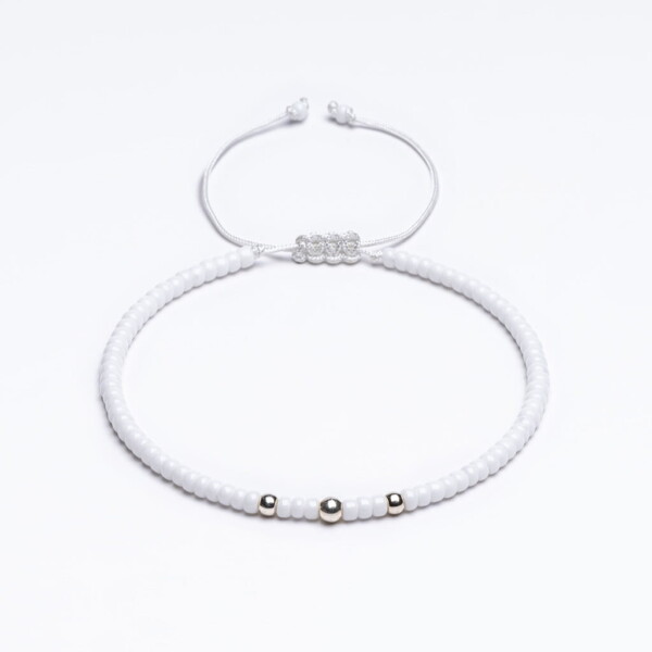 Miyuki + Gümüş Beyaz Paraşüt İpli Unisex Bileklik Miyuki + Gümüş Beyaz Paraşüt İpli Unisex Bileklik