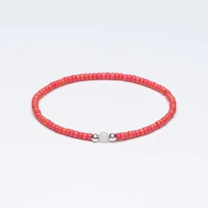2mm açık kırmızı miyuki yeşim taşlı bileklik beyaz doğal taş 925 gümüş boncuk detaylı